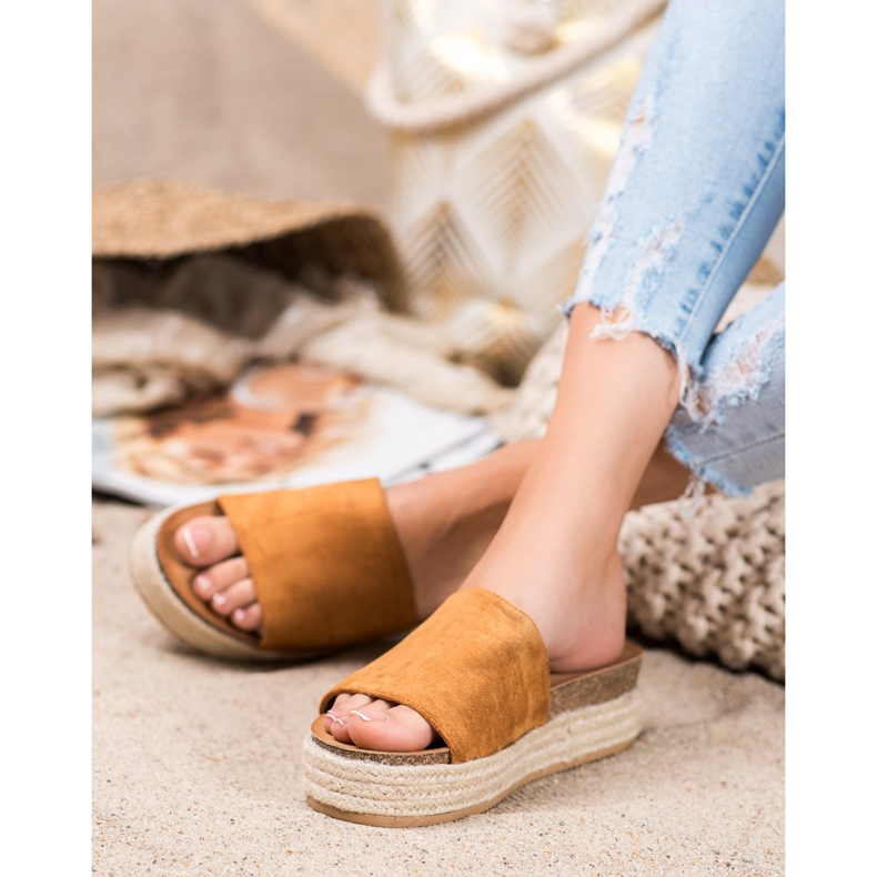 Renda Mocka tofflor på plattformen brun 1