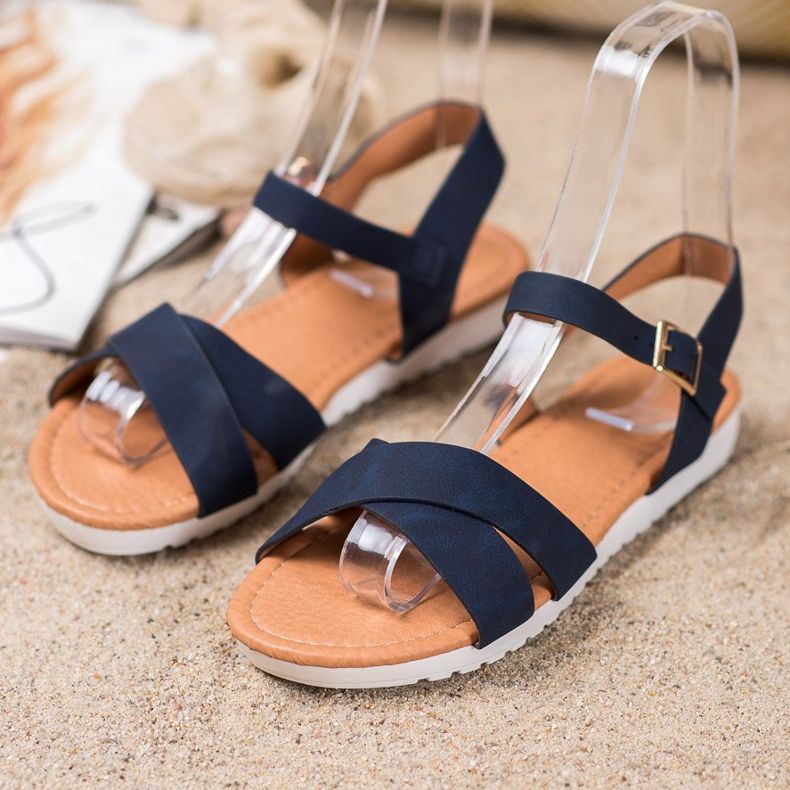 SHELOVET Bekväma textilsandaler blå 1