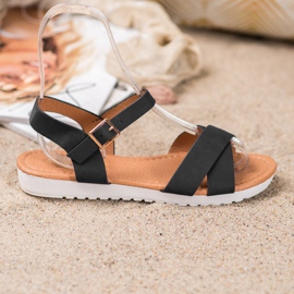 SHELOVET Bekväma textilsandaler svart 2