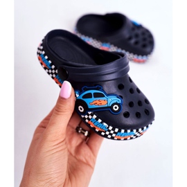 Giolan Barntofflor Foam Crocs Navy Blue Road Racing marinblå blå orange 1