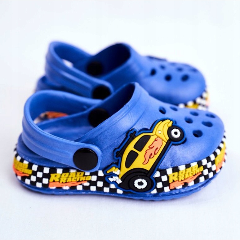 Giolan Barntofflor Foam Crocs Blue Road Racing blå gul 2