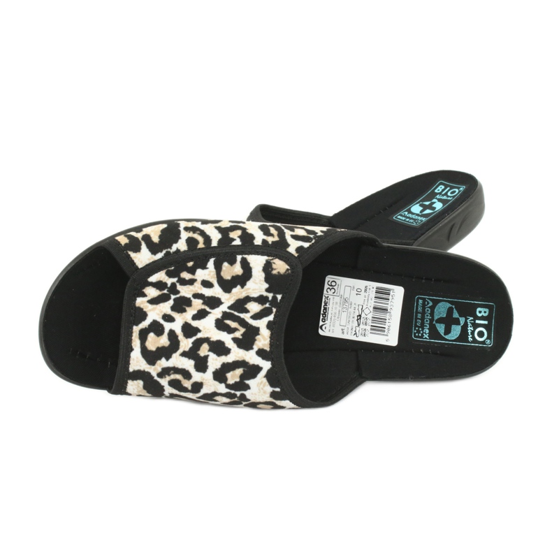 Adanex 13795 panther tofflor för kvinnor beige svart 4