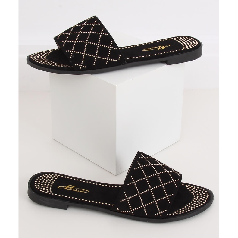 Svarta kvinnors svarta tofflor Q-85 Svart 2