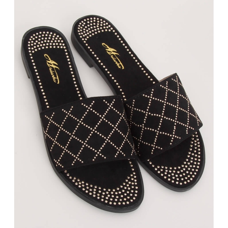 Svarta kvinnors svarta tofflor Q-85 Svart 1