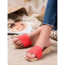 Bona Snygga tofflor på plattformen röd 1