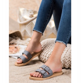 Bona Klassiska tofflor med spänne grå 2