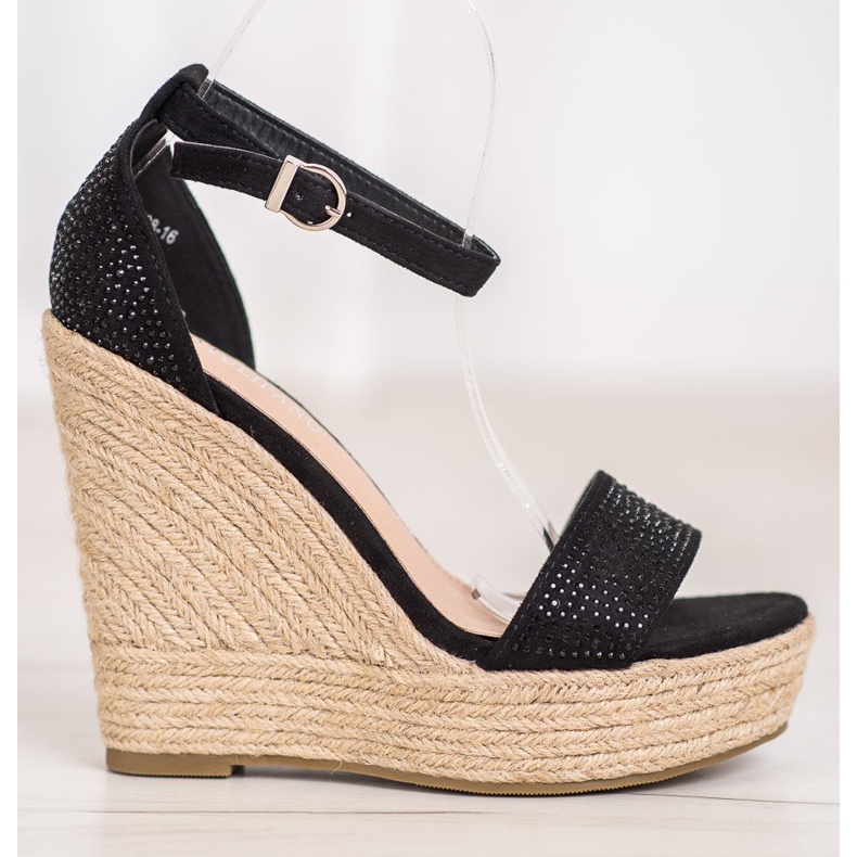 SHELOVET Kilsandaler med kristaller svart 2