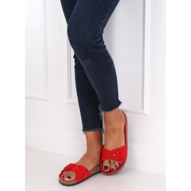 Röda G-5026 Tofflor i rött kork 1