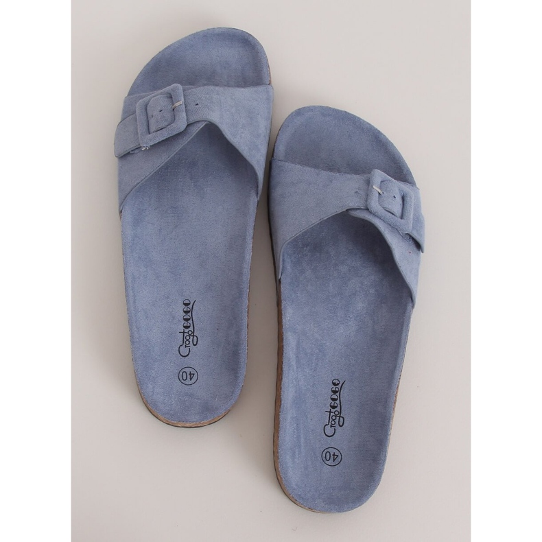 Blå G-5026 Tofflor i blå kork 1