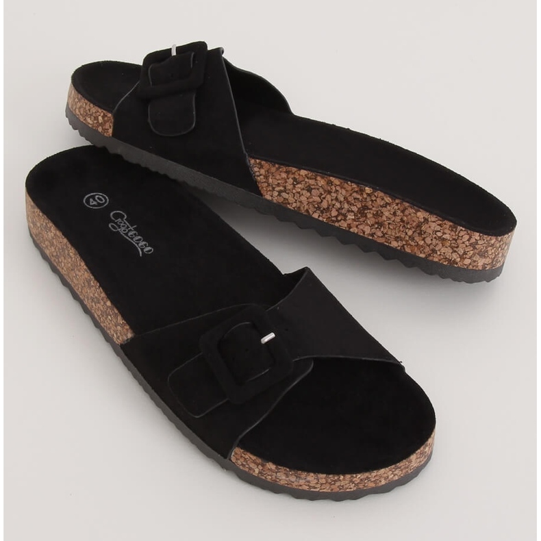 Svarta G-5026 tofflor i svart kork 1