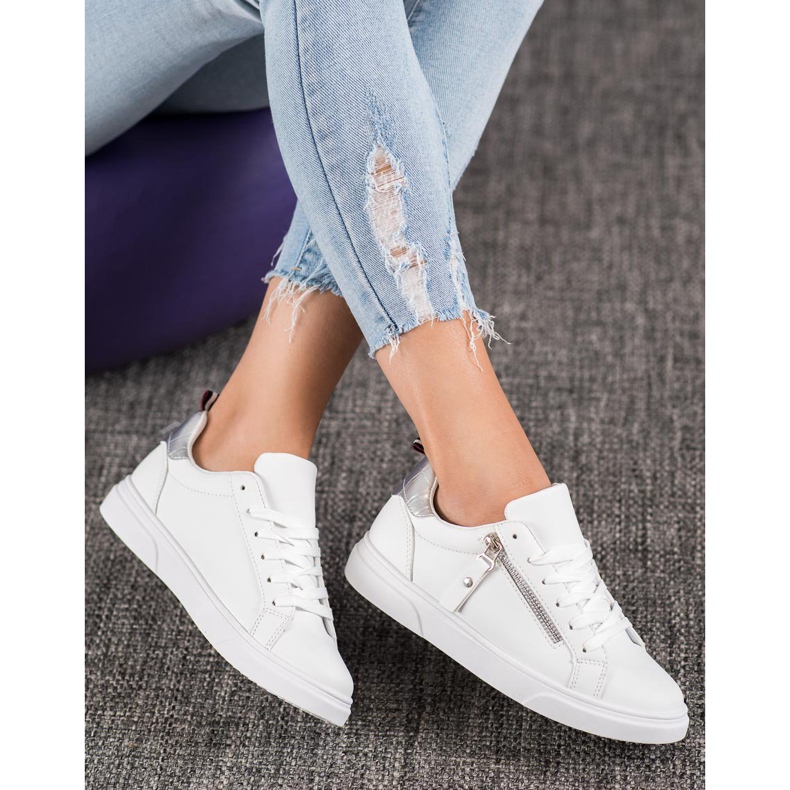 SHELOVET Sportskor med dekorativ dragkedja vit 2