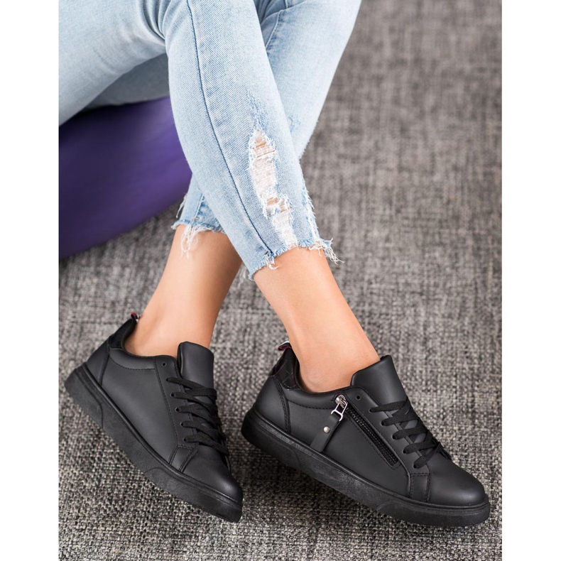 SHELOVET Sportskor med dekorativ dragkedja svart 1