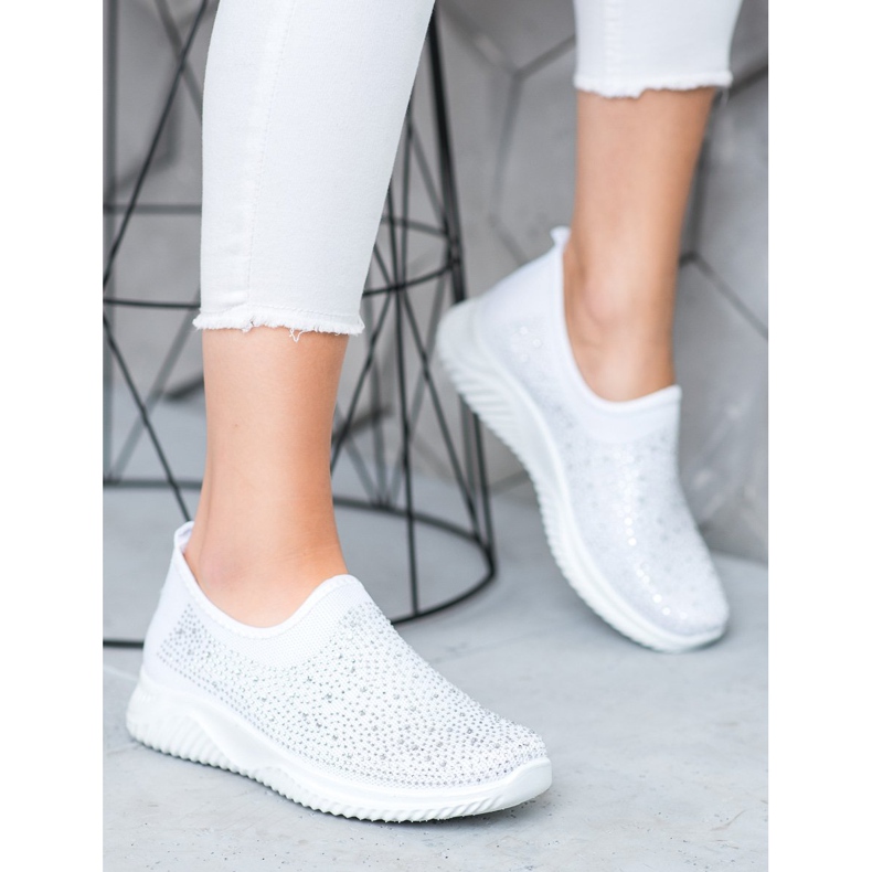 Super Mode Sportskor med kristaller vit 1