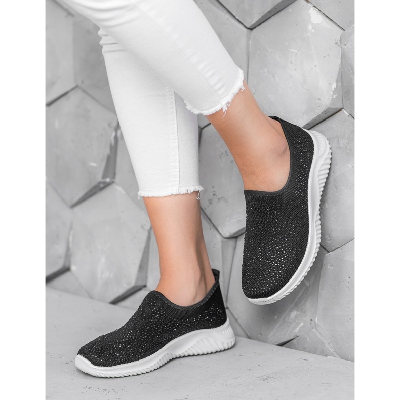 Super Mode Sportskor med kristaller svart 1