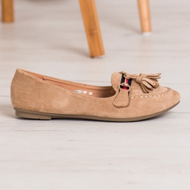 SHELOVET Beige loafers med fransar 1