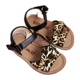 FRROCK Barnsandaler med kardborreband Panterka Mimi brun svart orange 3