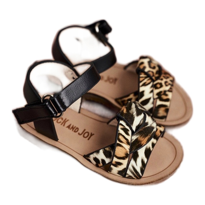 FRROCK Barnsandaler med kardborreband Panterka Mimi brun svart orange 2