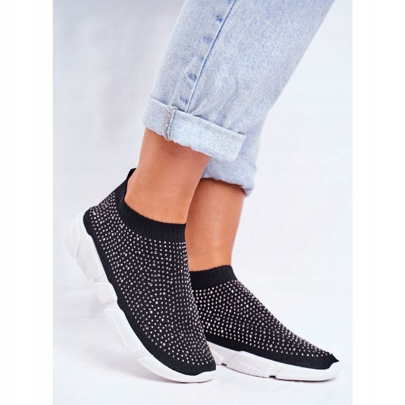 PS1 Dam Sport Slip-On skor svart med Cubic Zirconia Milodin 1