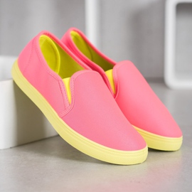 Bona Slipons med neonsula rosa 2