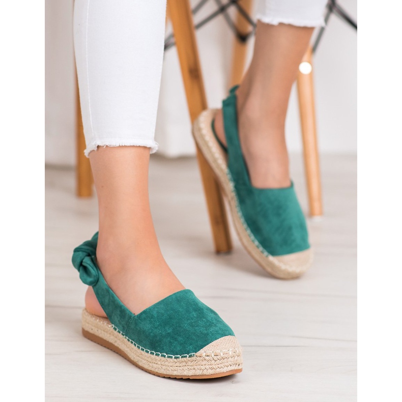 Nio Nio Espadrilles med en upptäckt klack grön 1