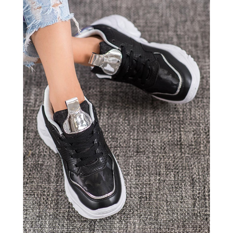 SHELOVET Eco Leather Sneakers svart grå 1