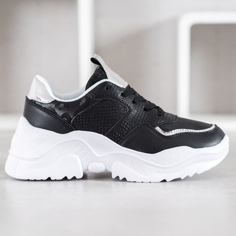 SHELOVET Eco Leather Sneakers svart grå 2