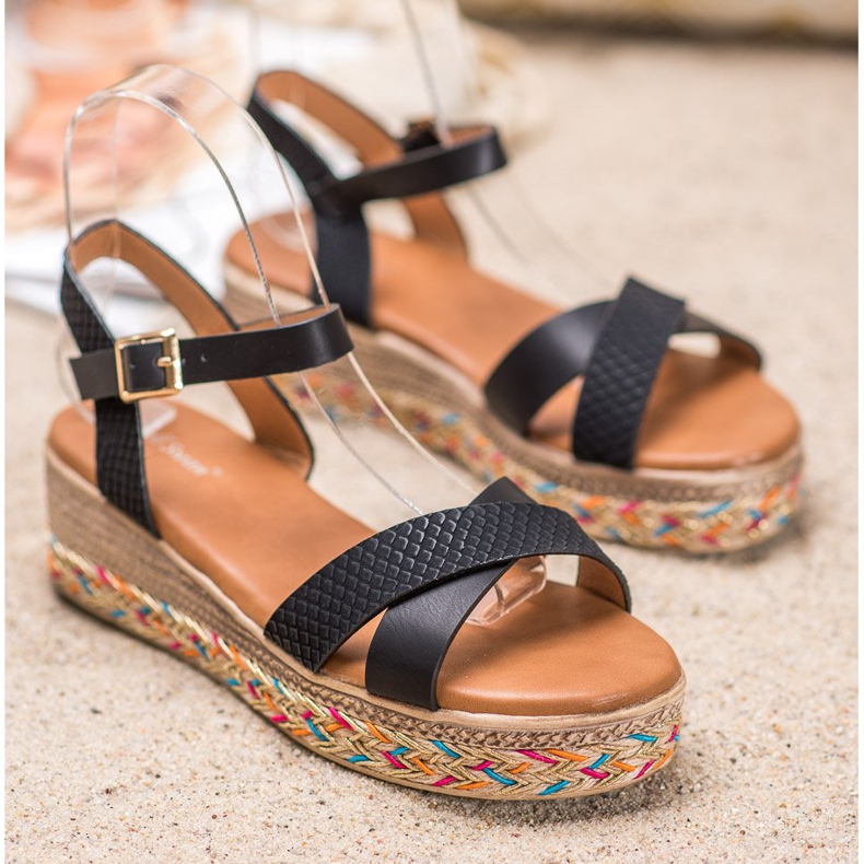 Small Swan Trendiga sandaler med ekoläder svart 2