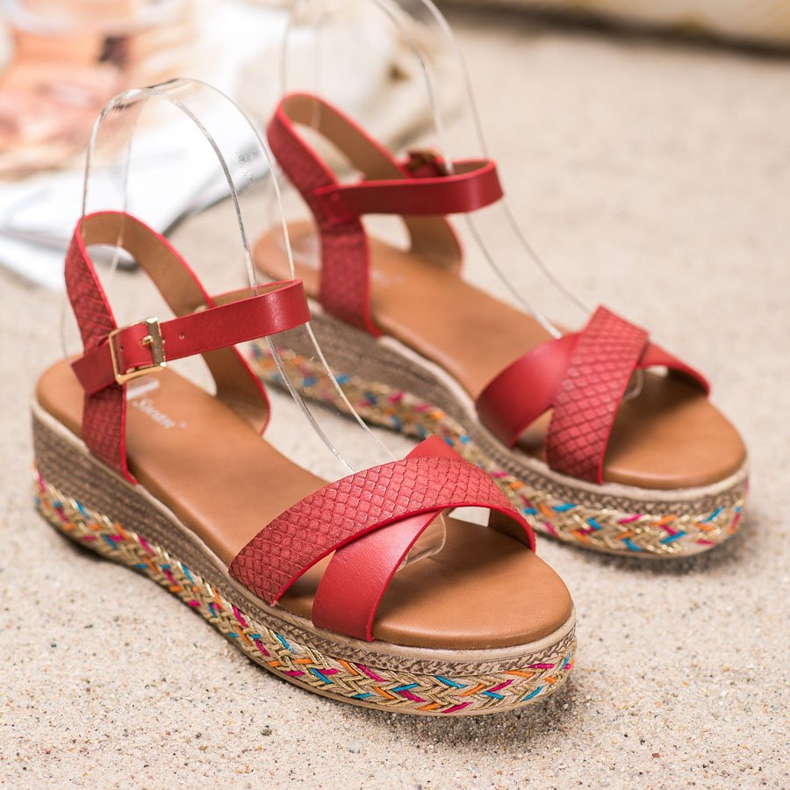 Small Swan Trendiga sandaler med ekoläder röd 2