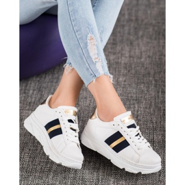 Weide Sneakers på plattformen vit svart gul 1