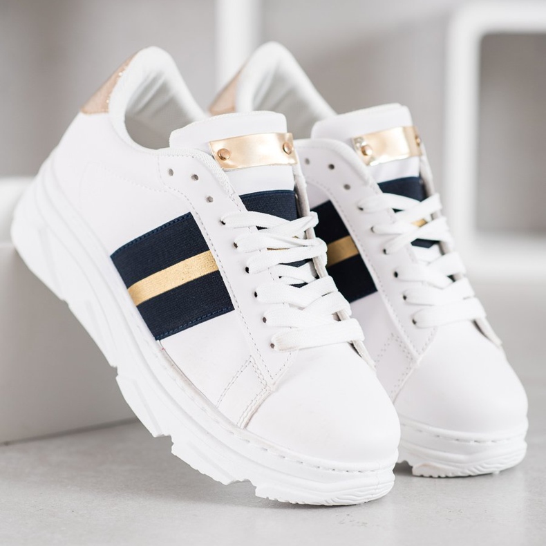 Weide Sneakers på plattformen vit svart gul 2