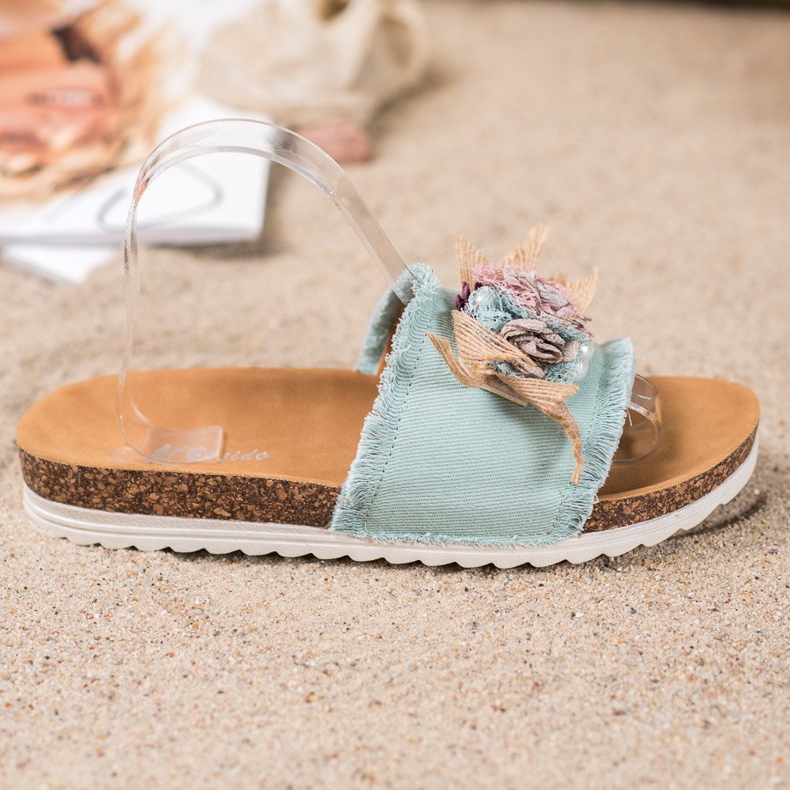 SHELOVET Moderiktiga tofflor brun grön 1