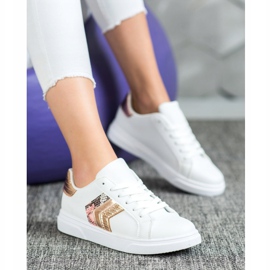 SHELOVET Moderiktiga ekoläderskor vit gul 2