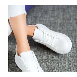 SHELOVET Moderiktiga ekoläderskor vit gul 1