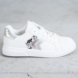 SHELOVET Moderiktiga ekoläderskor vit grå 2