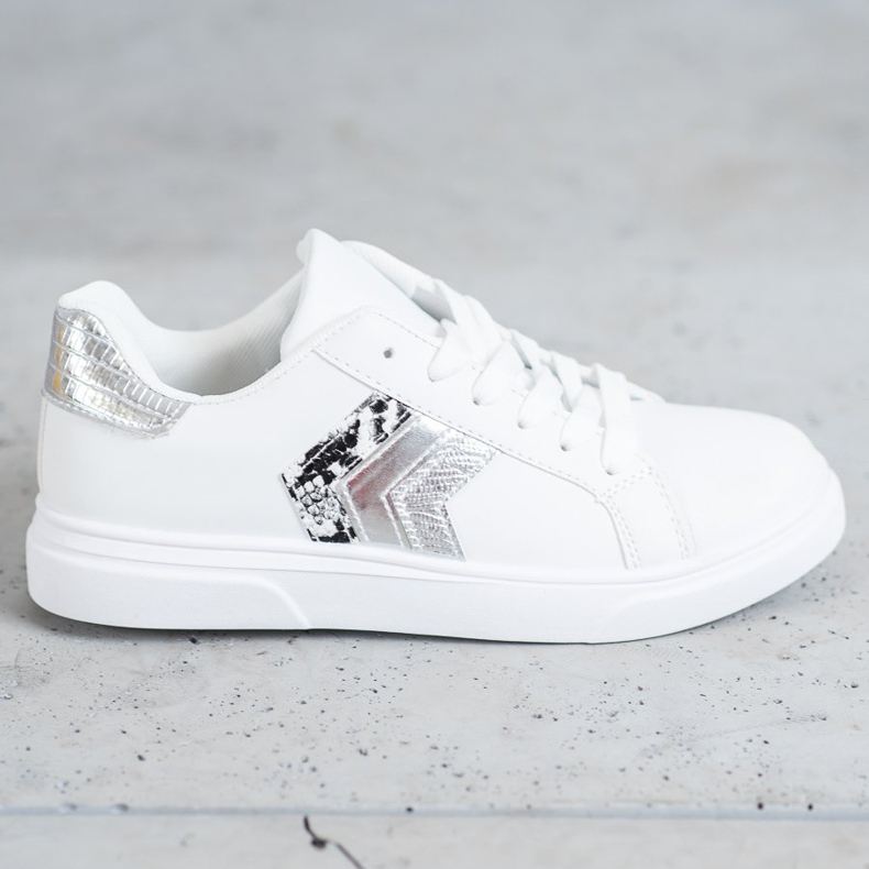 SHELOVET Moderiktiga ekoläderskor vit grå 2