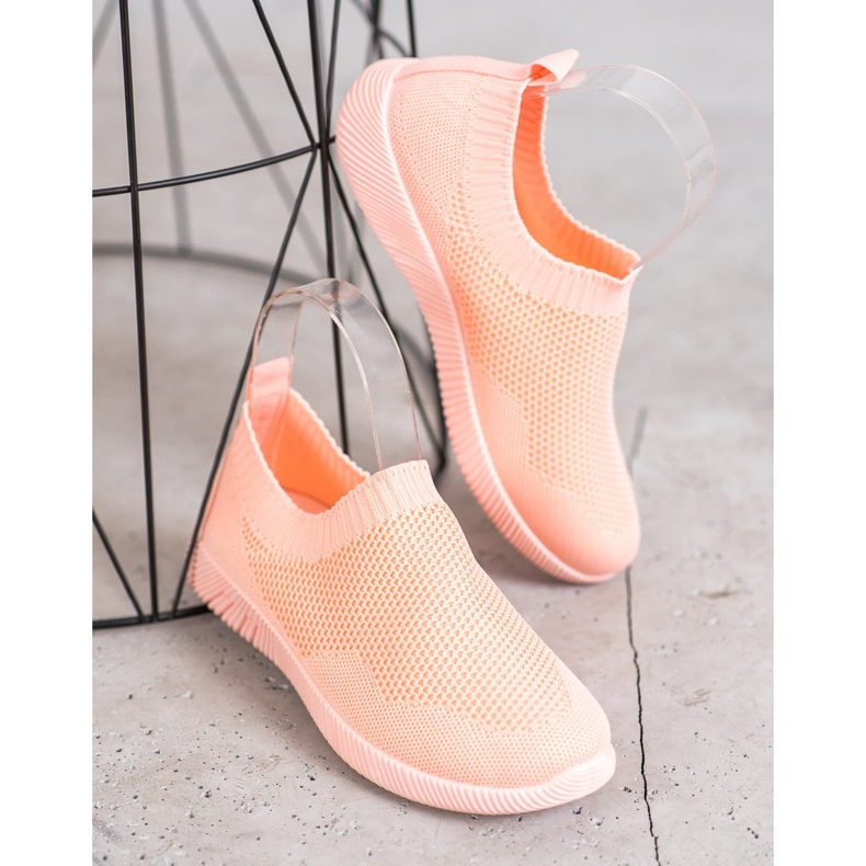 SHELOVET Bekväma Openwork Slipons mångfärgad orange 2