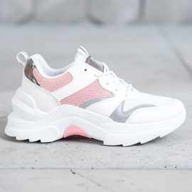 SHELOVET Snygga sneakers vit rosa grå 2