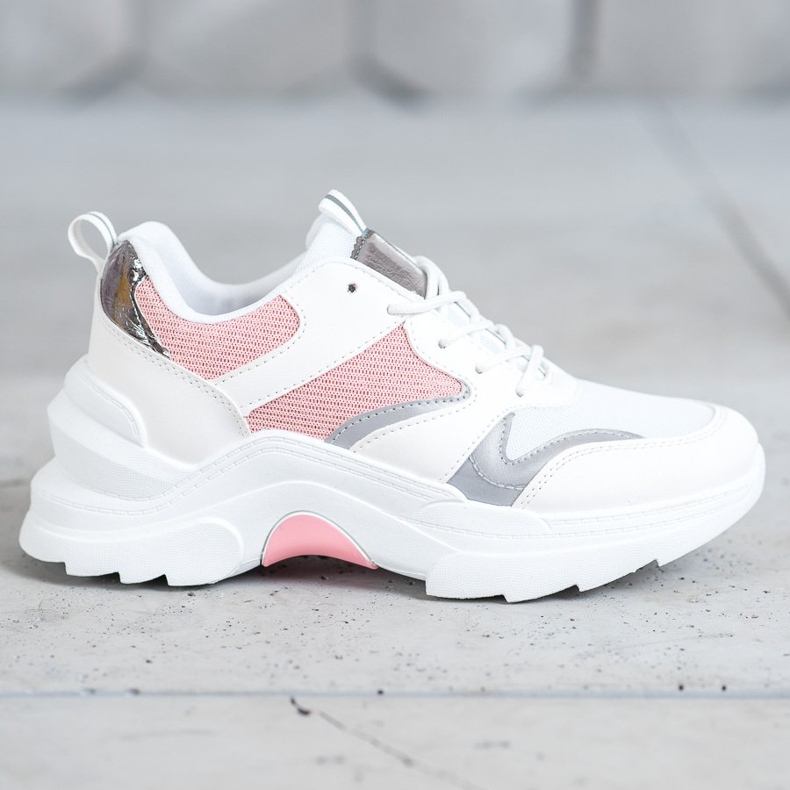 SHELOVET Snygga sneakers vit rosa grå 2