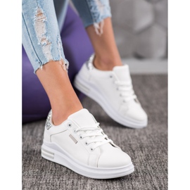 SHELOVET Trendiga snörade sneakers vit grå 1