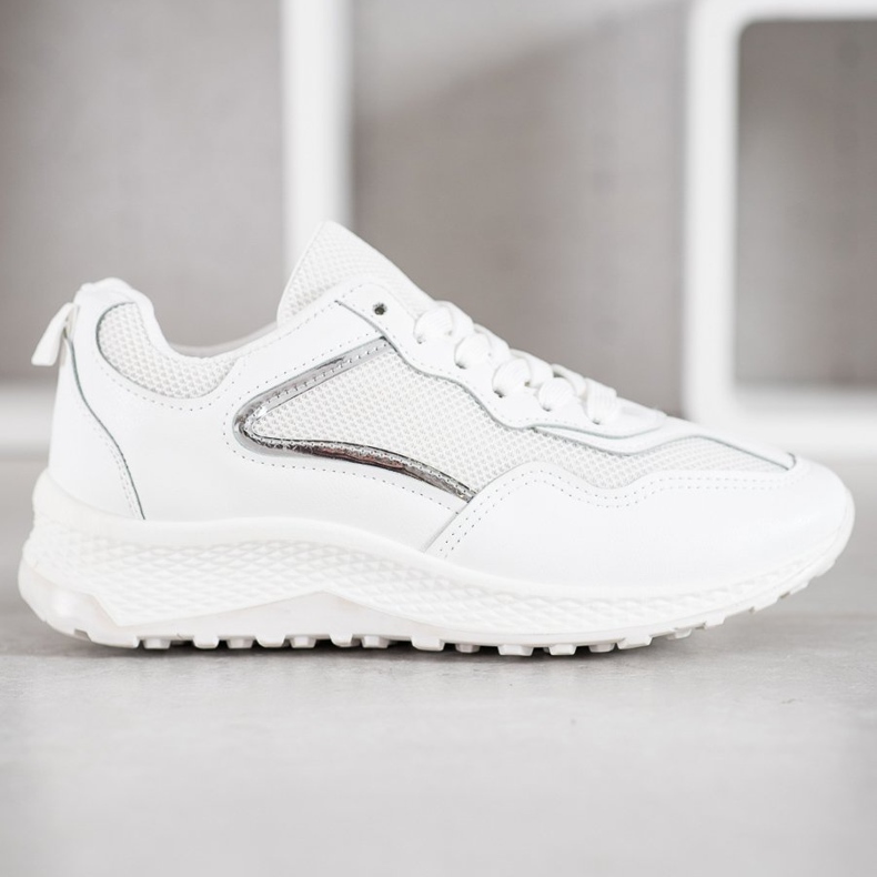 SHELOVET Klassiska vita sneakers grå 2