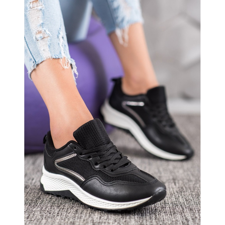 SHELOVET Klassiska svarta sneakers grå 1