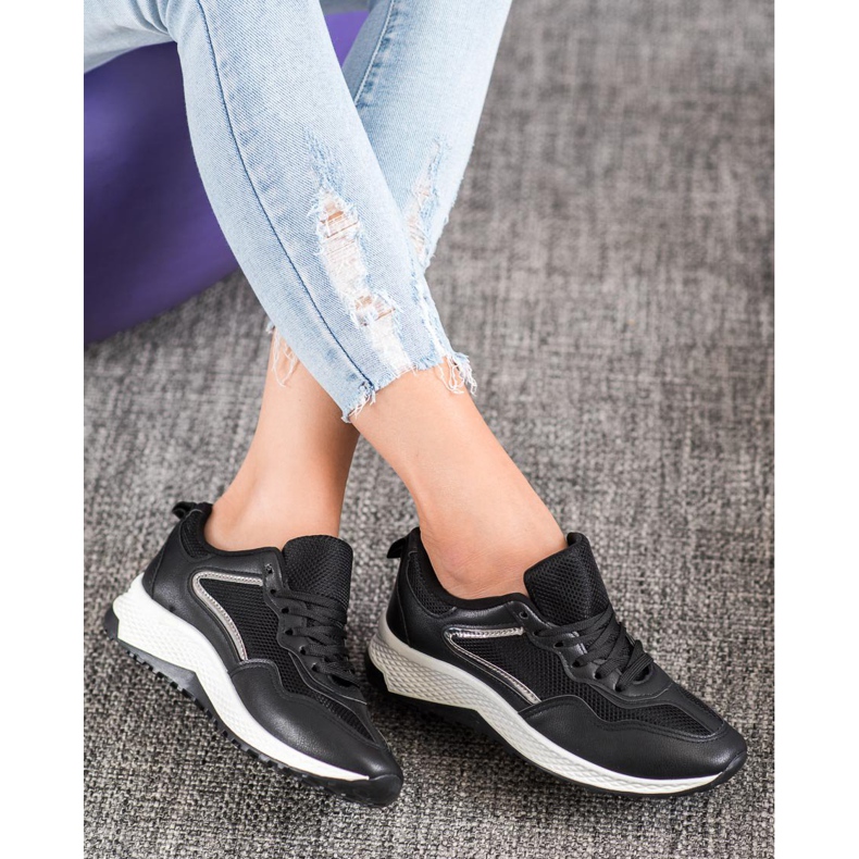 SHELOVET Klassiska svarta sneakers grå 2