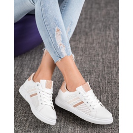 SHELOVET Openwork vita sneakers gul 1