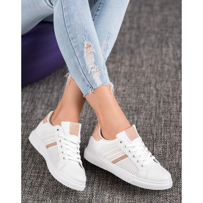 SHELOVET Openwork vita sneakers gul 1