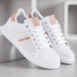 SHELOVET Openwork vita sneakers gul 2
