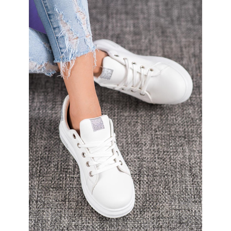SHELOVET Sneakers med glitterinsatser vit grå 1