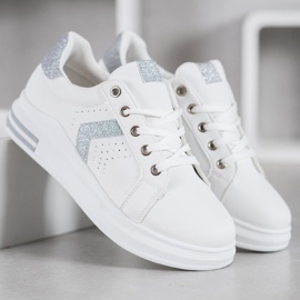 SHELOVET Sneakers med glitterinsatser vit grå 2