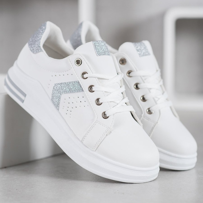 SHELOVET Sneakers med glitterinsatser vit grå 2