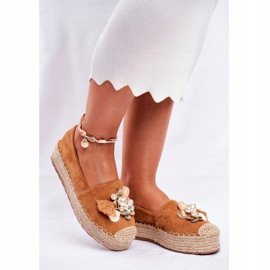 PS1 Kvinnors Espadriller på kamel Denver linneplattform brun 1