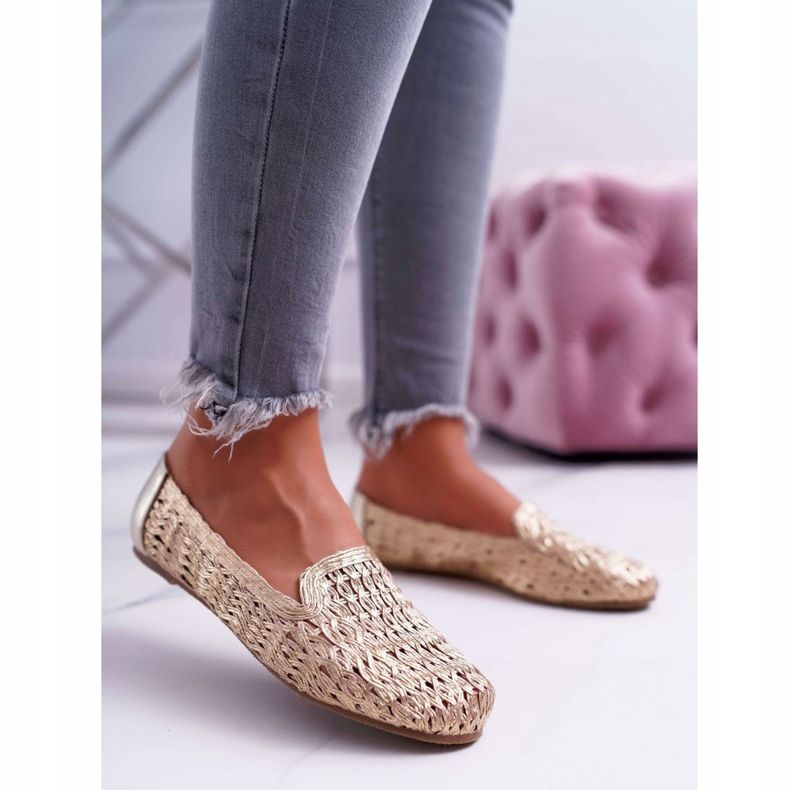 Ballerinor för kvinnor Lu Boo Flätad Golden 4Ever gyllene 1